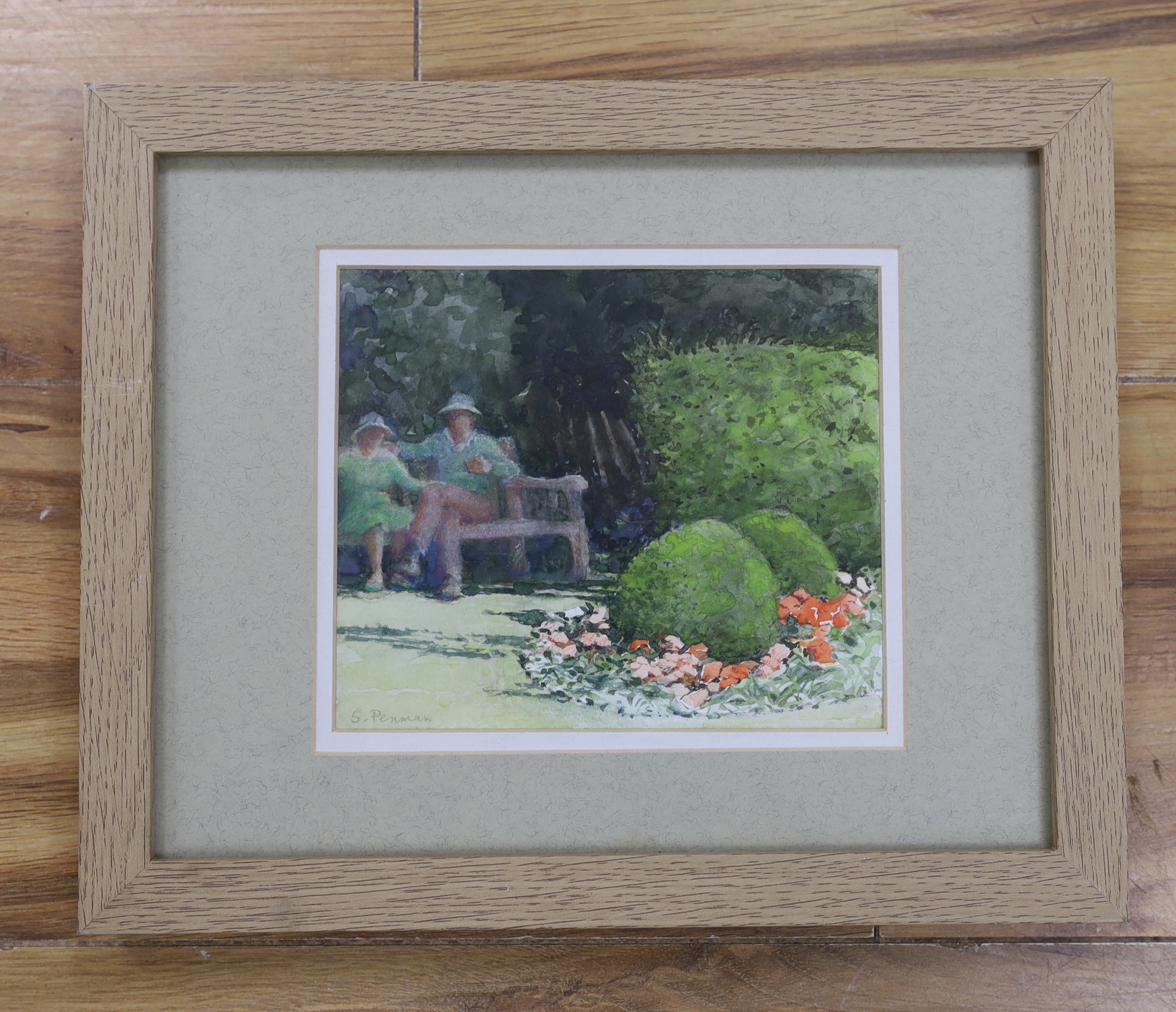 Serena Penman (contemporary), watercolour, 'Lewes Benches III', signed, 12.5 x 14.5cm